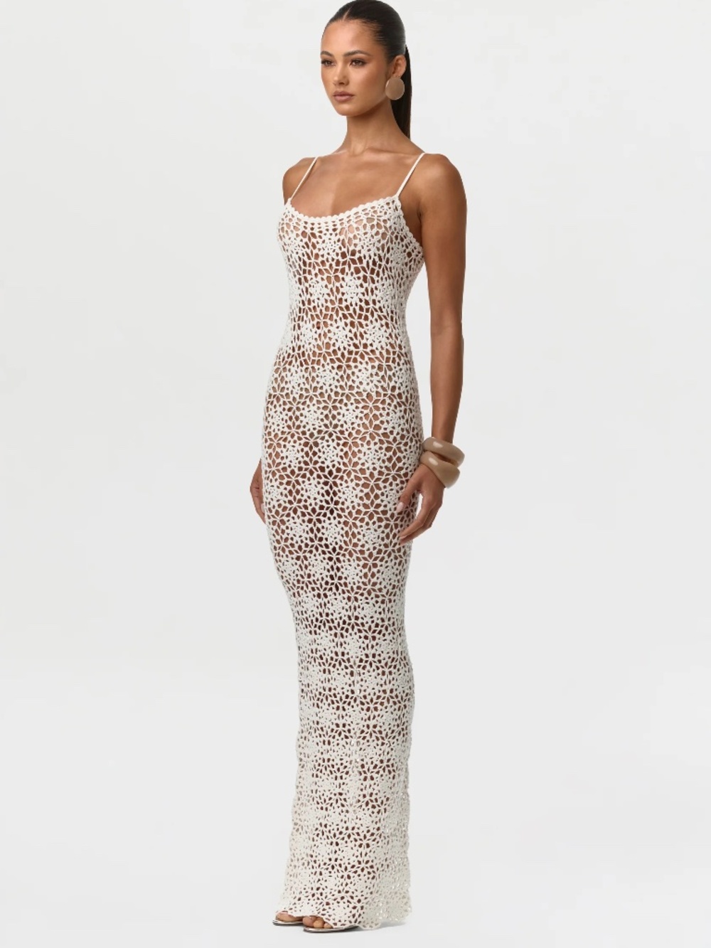 NWT Naked Wardrobe Knit Crochet Maxi Dress - Picture 2 of 7